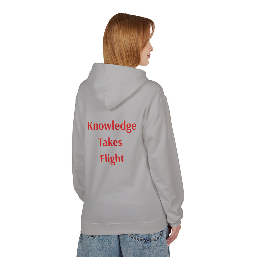 Cosmic Flight Hoodie — "Knowledge Takes Flight" Graphic Pullover