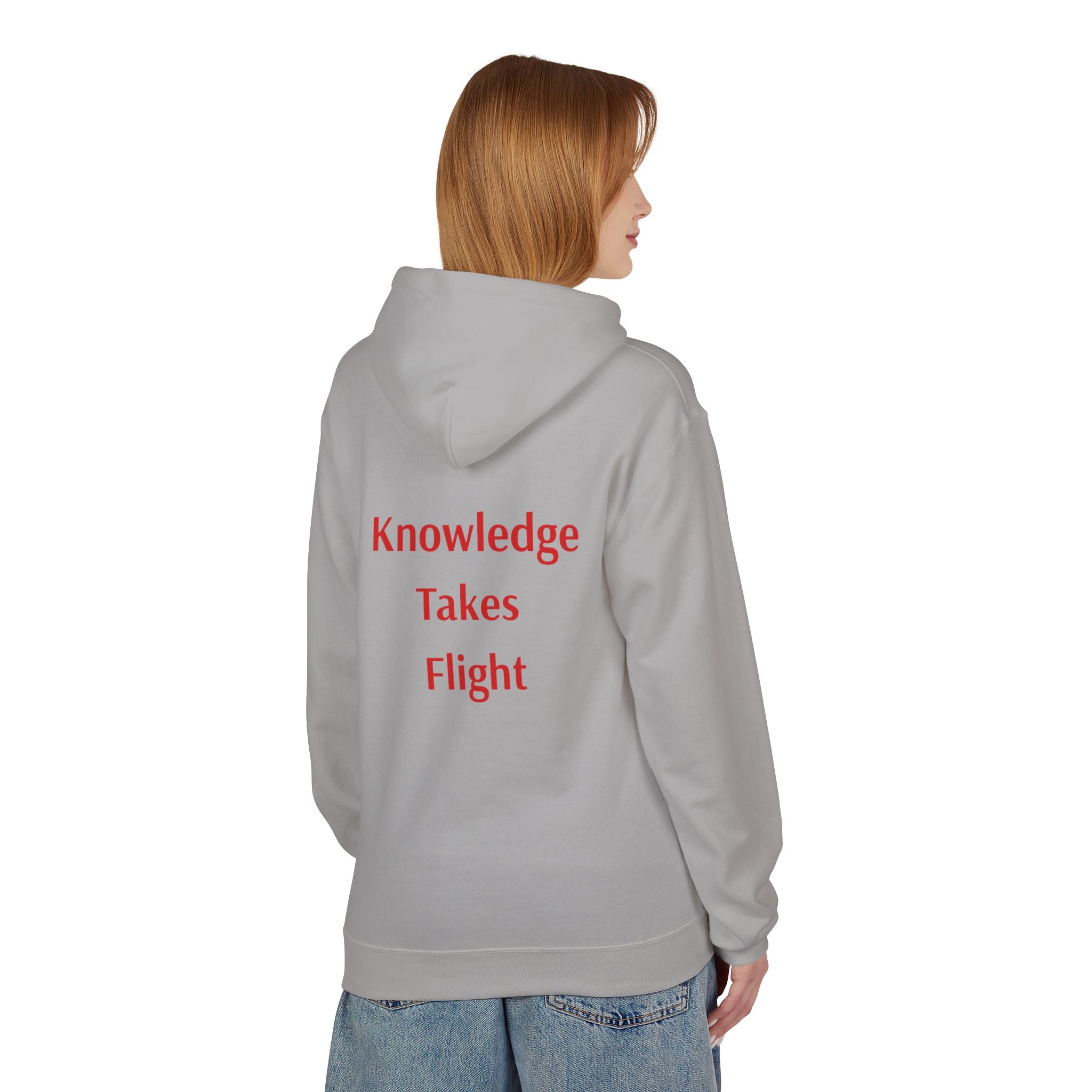 Cosmic Flight Hoodie — "Knowledge Takes Flight" Graphic Pullover