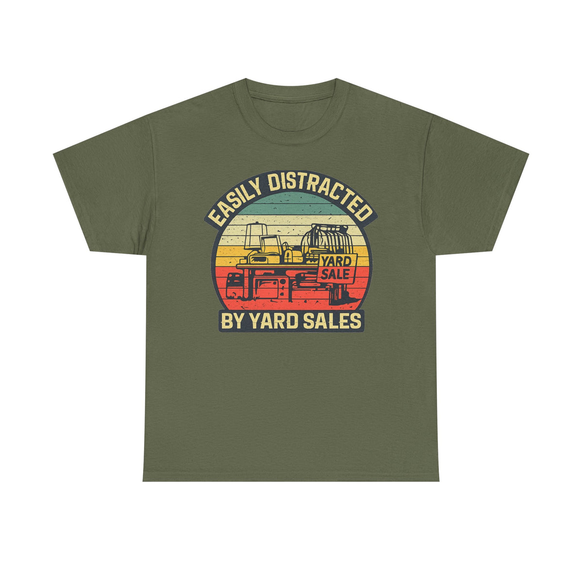 Yard Sale Vintage Tee — "Easily Distracted by Yard Sales" Graphic T-Shirt
