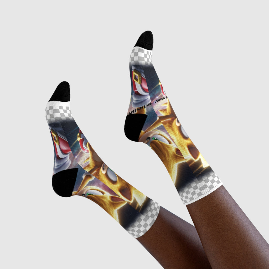 Gold Sarcastic Hedgehog Crew Socks — Sublimation EU