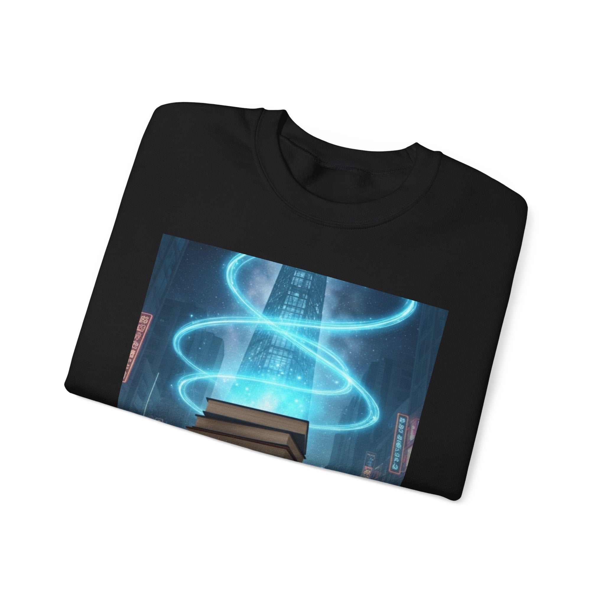 Bookstack Portal Crewneck Sweatshirt — Sci‑Fi Magic Reading Vibe