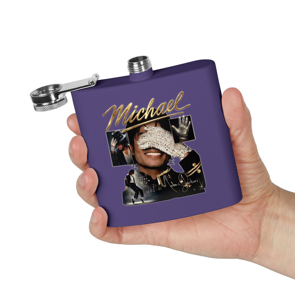 6 oz Stainless Steel Flask — "Michael Jackson" Montage Design