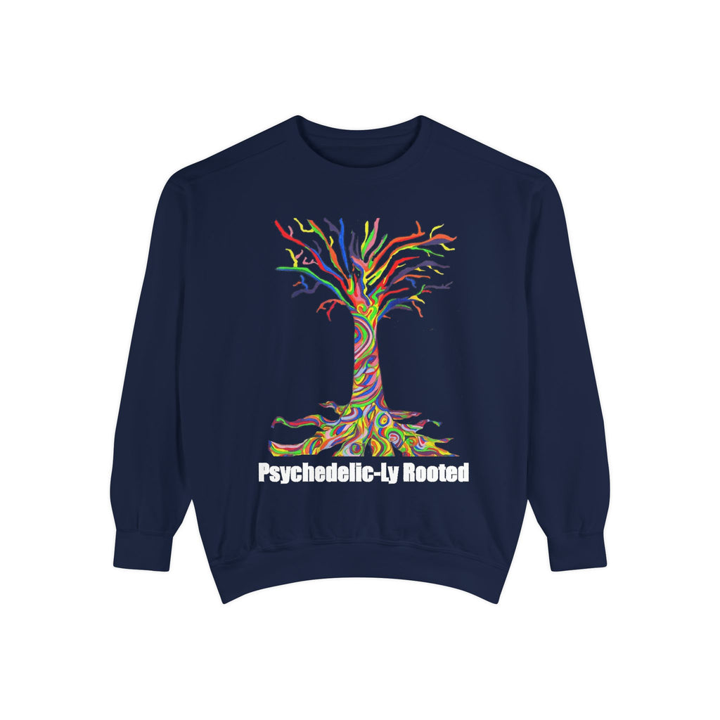 Psychedelic Tree Sweatshirt — "Psychedelic-ly Rooted" Colorful Graphic Crewneck