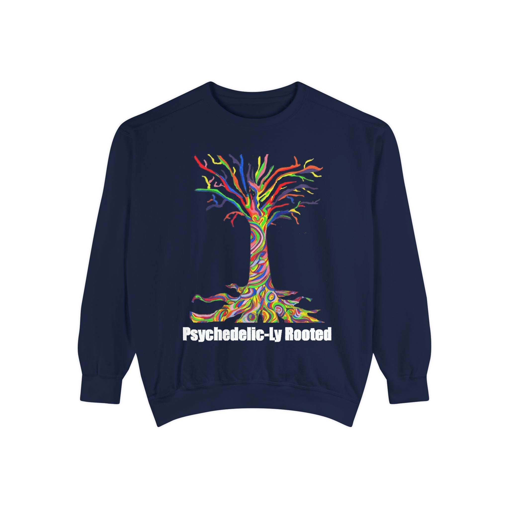 Psychedelic Tree Sweatshirt — "Psychedelic-ly Rooted" Colorful Graphic Crewneck