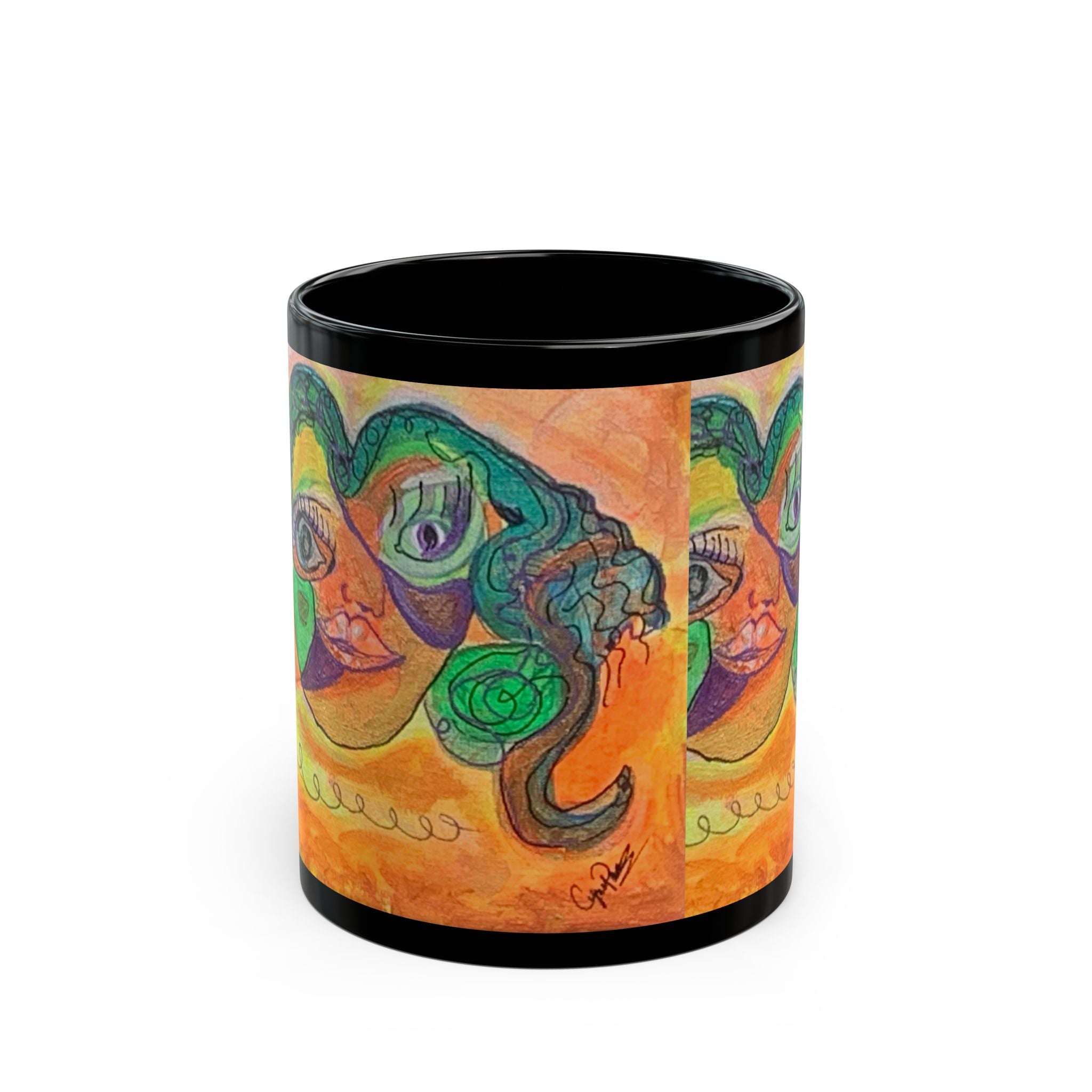 Abstract Face Art Mug — Colorful Surreal Portrait Created by "CynAPar" Coffee Cup (11oz/15oz)