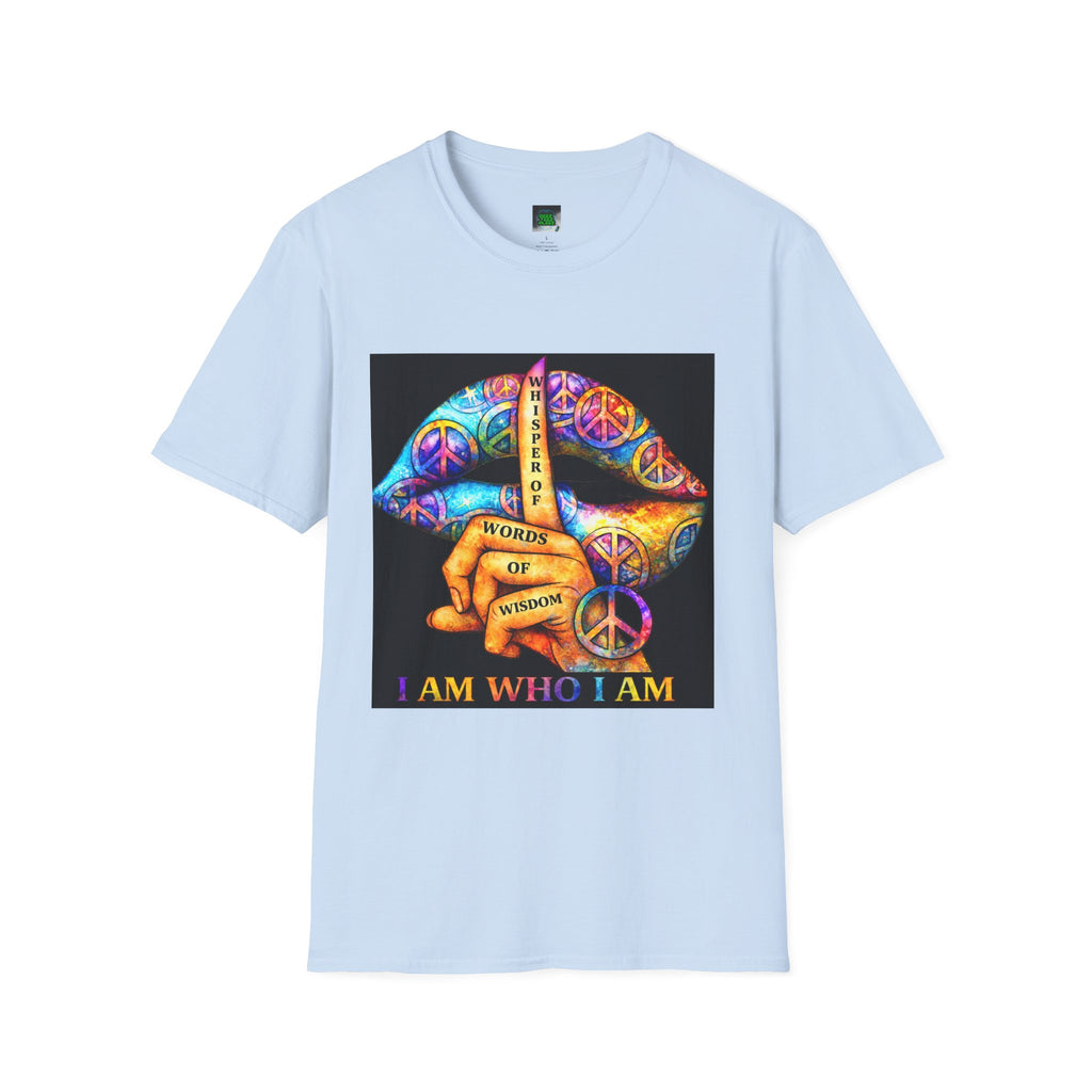 T‑Shirt — Colorful Peace Lips "I Am Who I Am" Graphic Tee