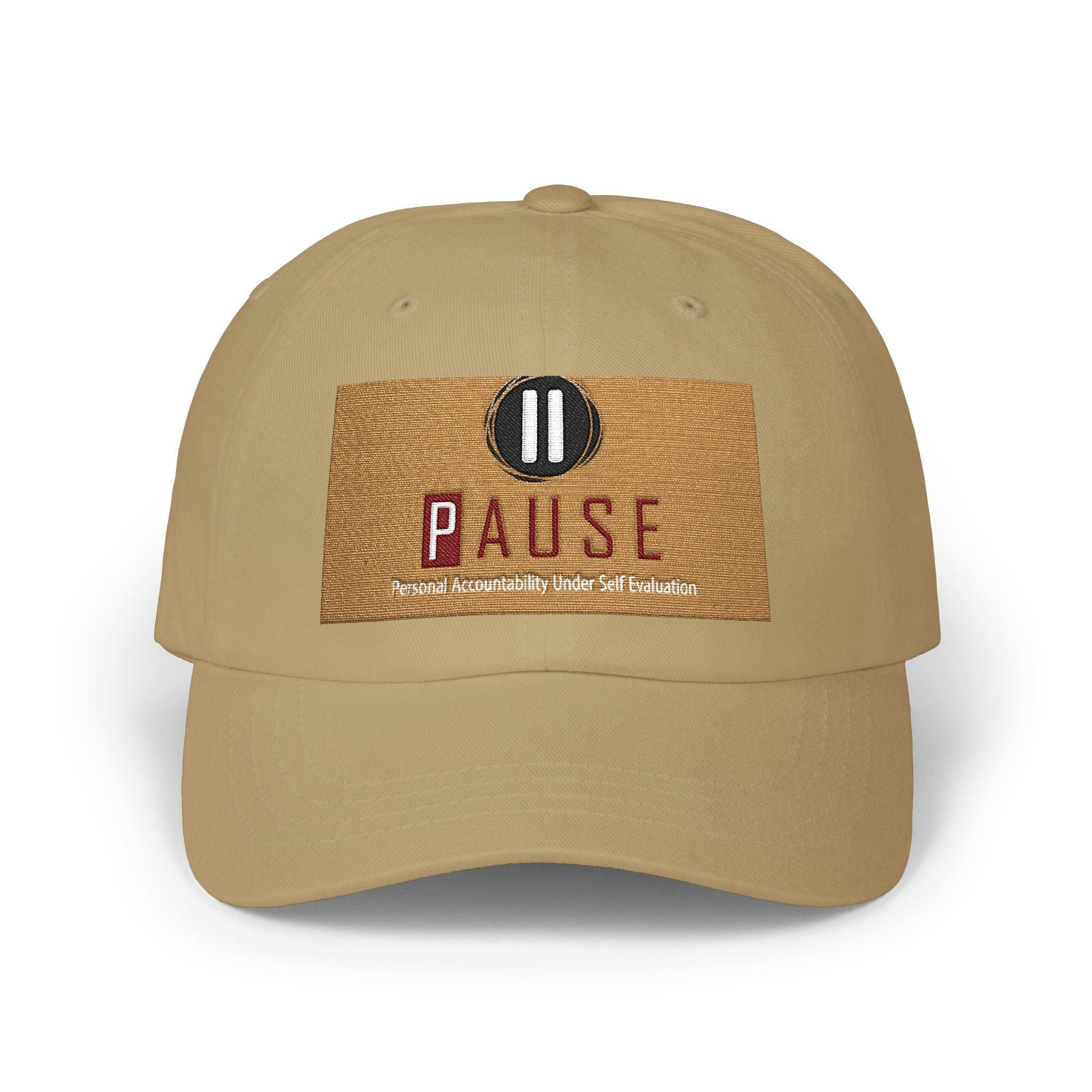 Pause Embroidered Classic Dad Cap — White Relaxation Hat
