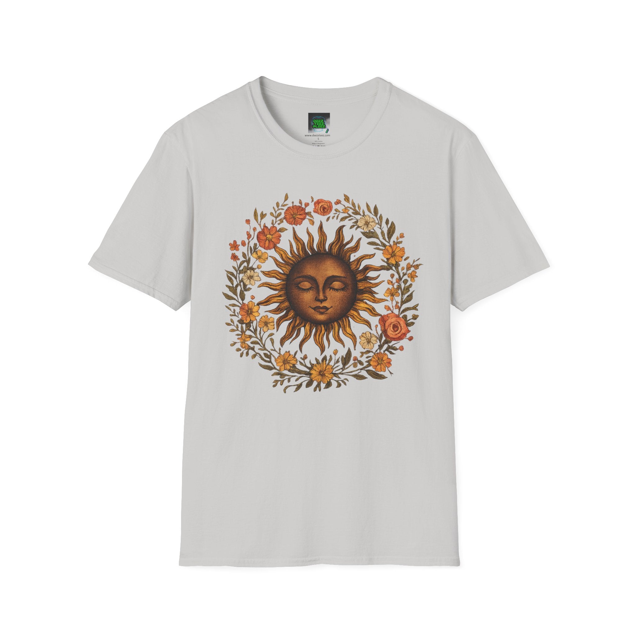 Sunflower Sun T-Shirt — Vintage Boho Sun Face Floral Tee