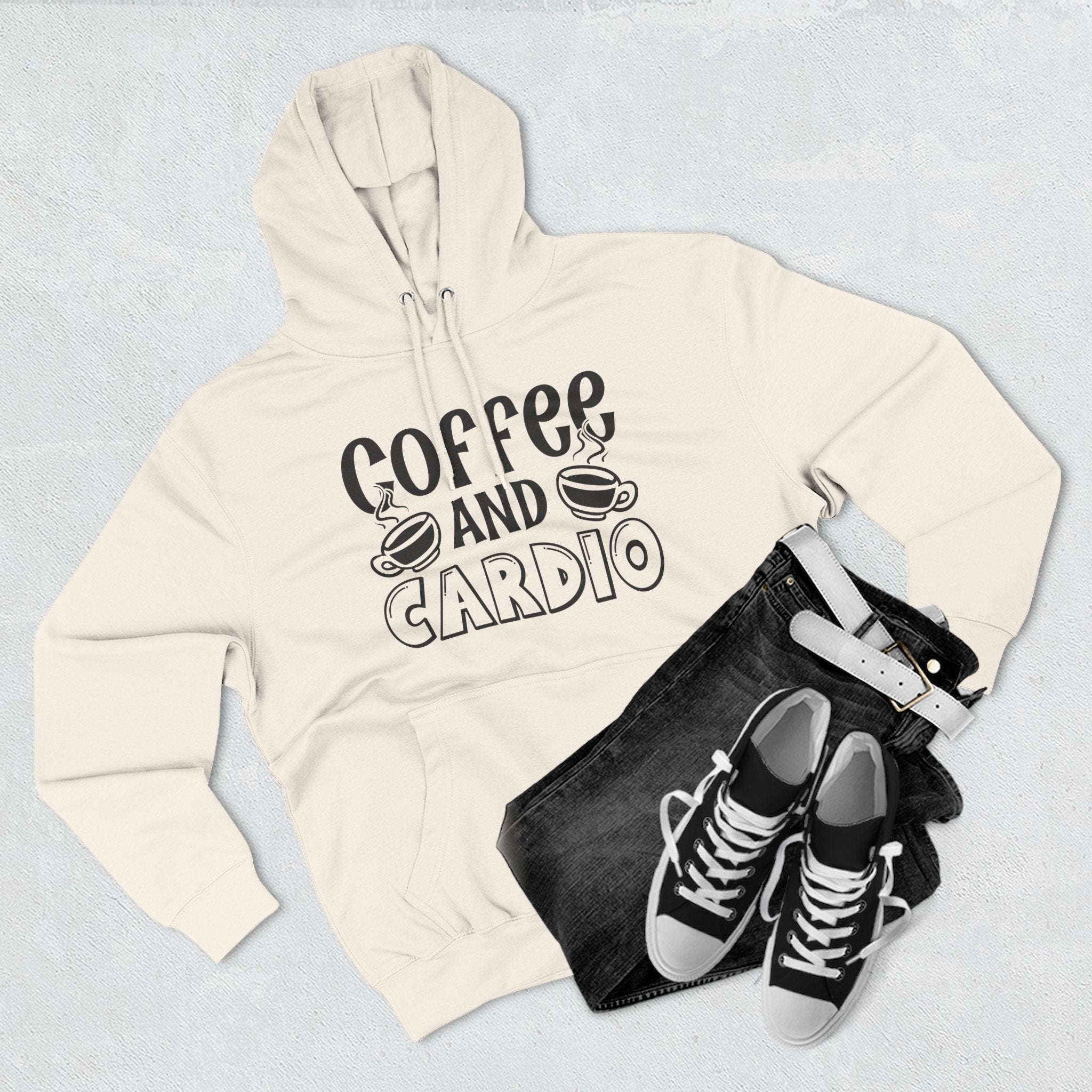 Coffee and Cardio Hoodie - Funny Fitness Coffee Lover Pullover