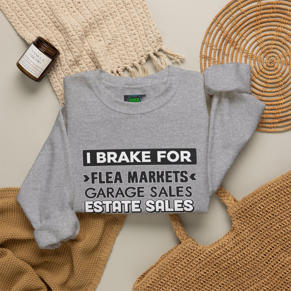 I Brake For Flea Markets Crewneck Sweatshirt