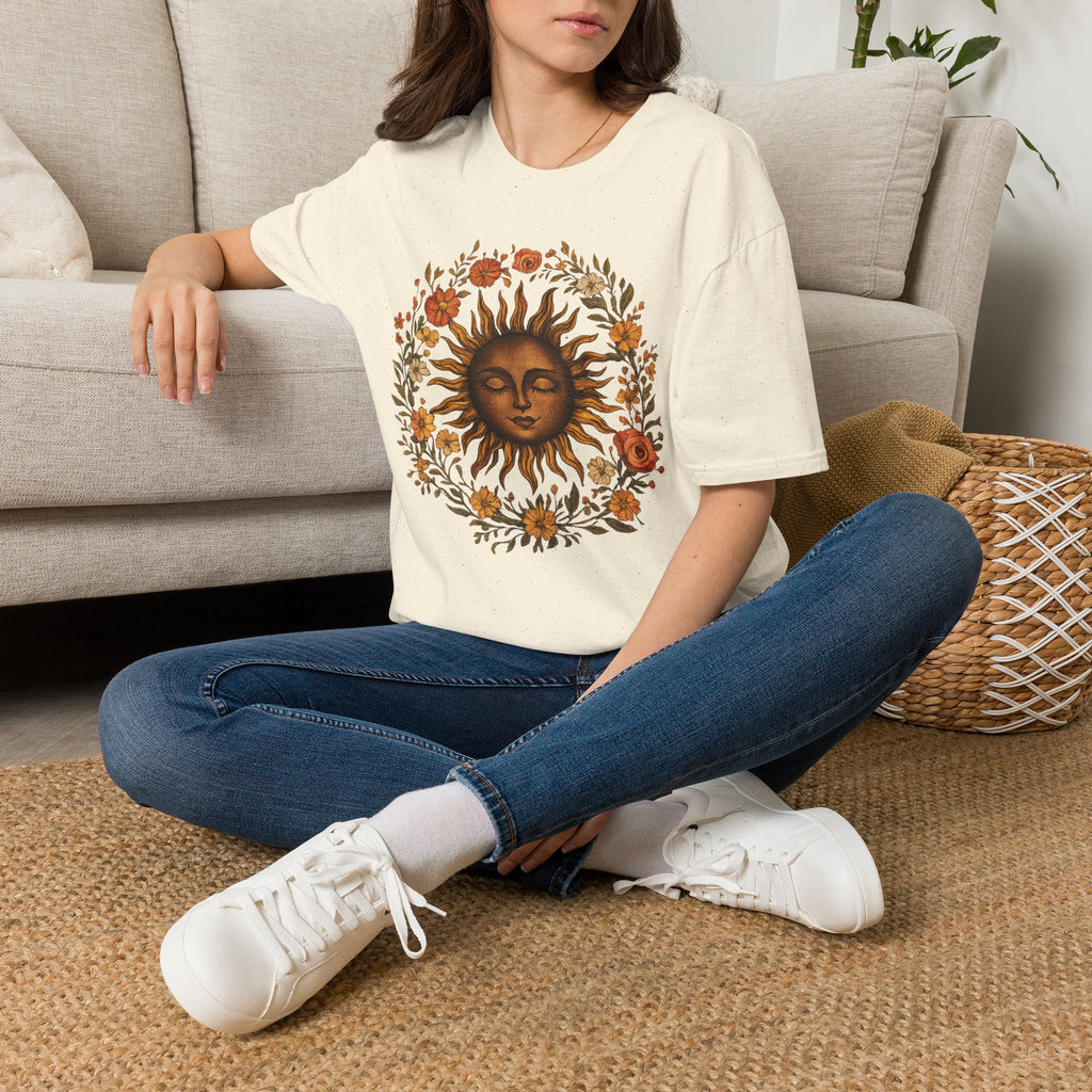 Sunflower Sun T-Shirt — Vintage Boho Sun Face Floral Tee