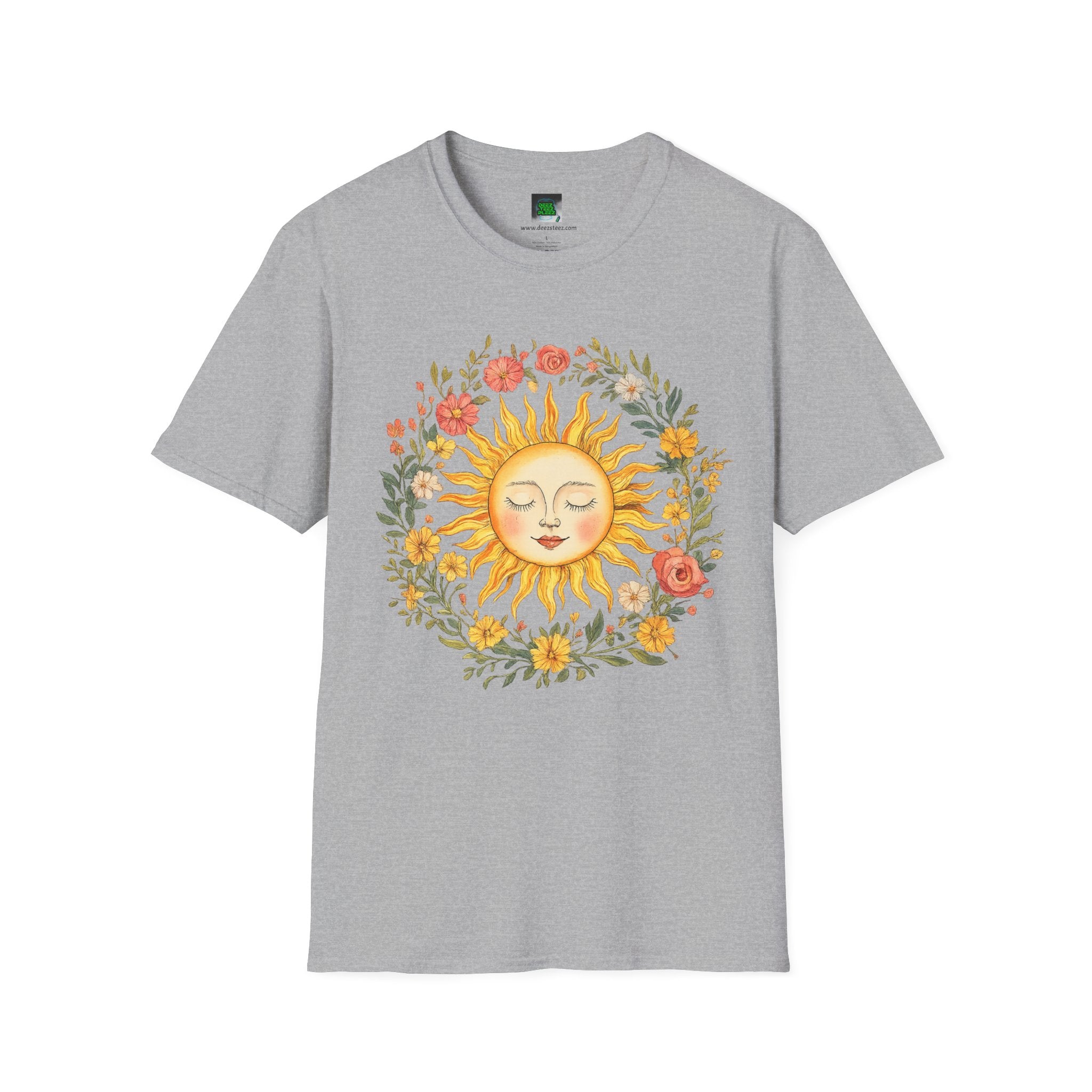Sunflower Sun Tee — Floral Boho Sunface T-Shirt