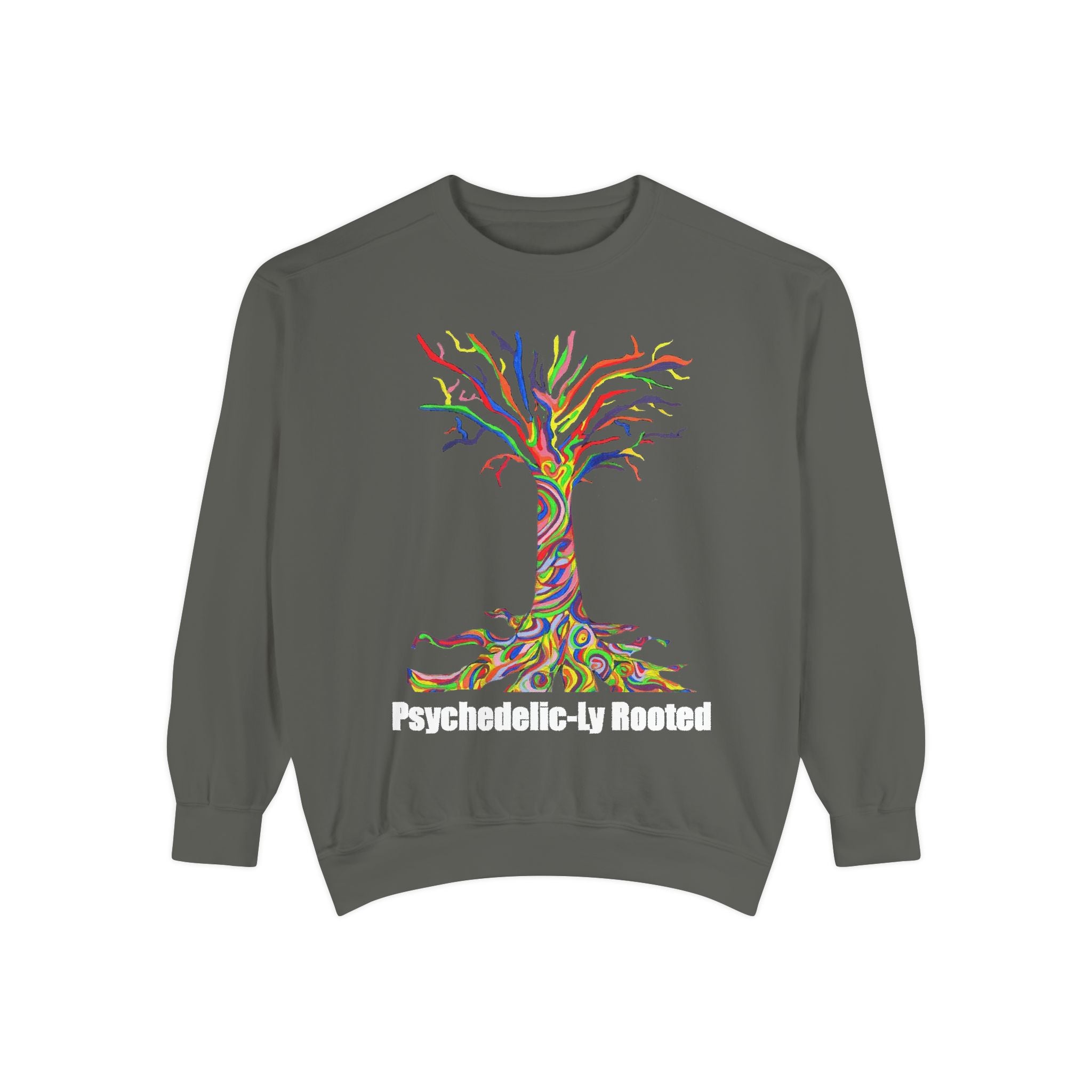 Psychedelic Tree Sweatshirt — "Psychedelic-ly Rooted" Colorful Graphic Crewneck