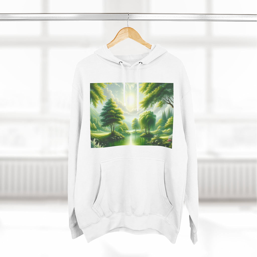 Forest Sunrise Hoodie — Tranquil Nature Landscape Fleece Pullover