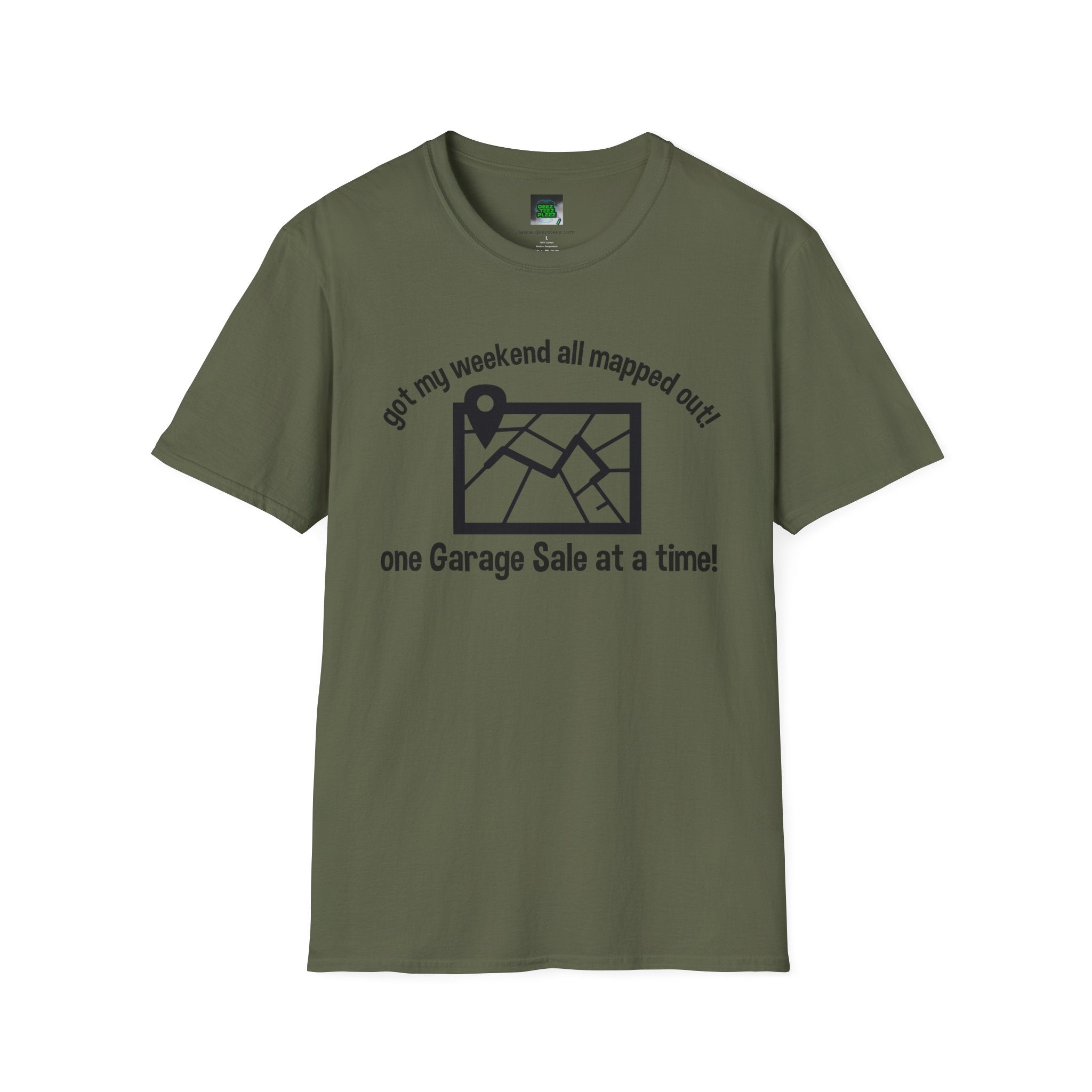 T-Shirt — “Got My Weekend All Mapped Out” Garage Sale Map Tee