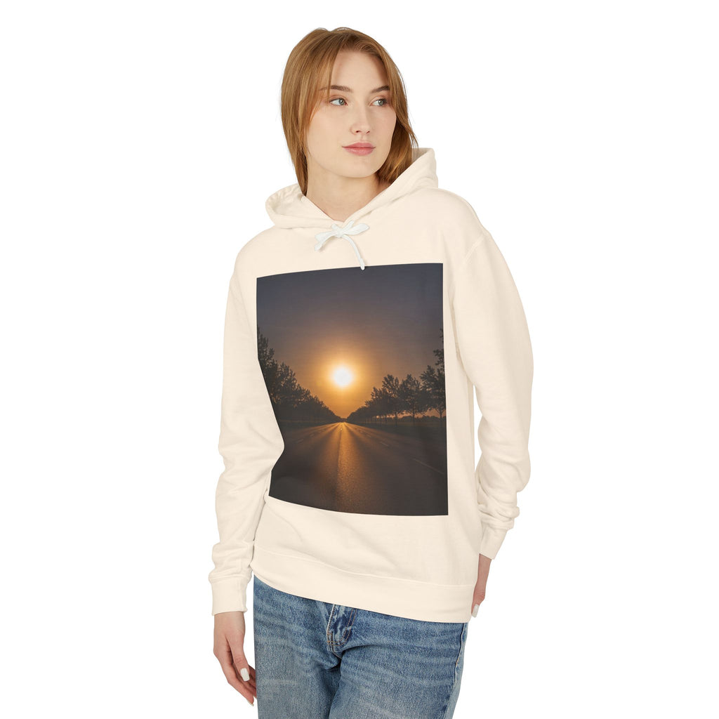 Sunset Vibes Hoodie — Scenic Sunset Road Graphic Hooded Sweatshirt