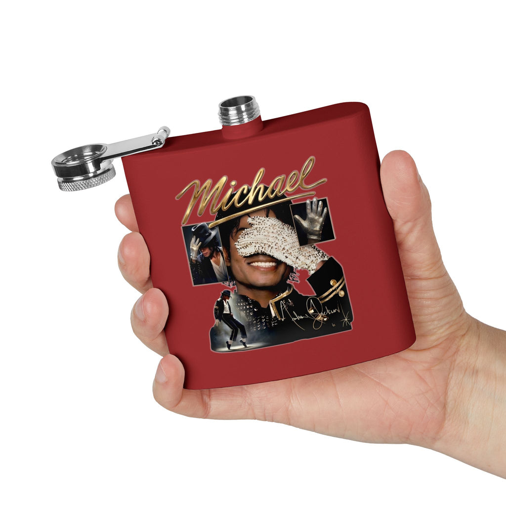 6 oz Stainless Steel Flask — "Michael Jackson" Montage Design