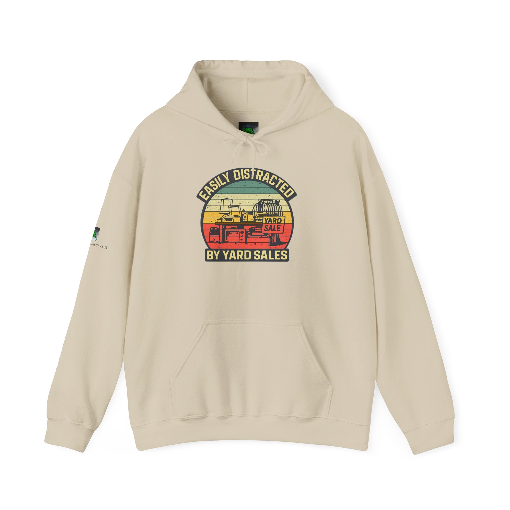 Hoodie — "Easily Distracted by Yard Sales" Vintage Camper Hooded Sweatshirt