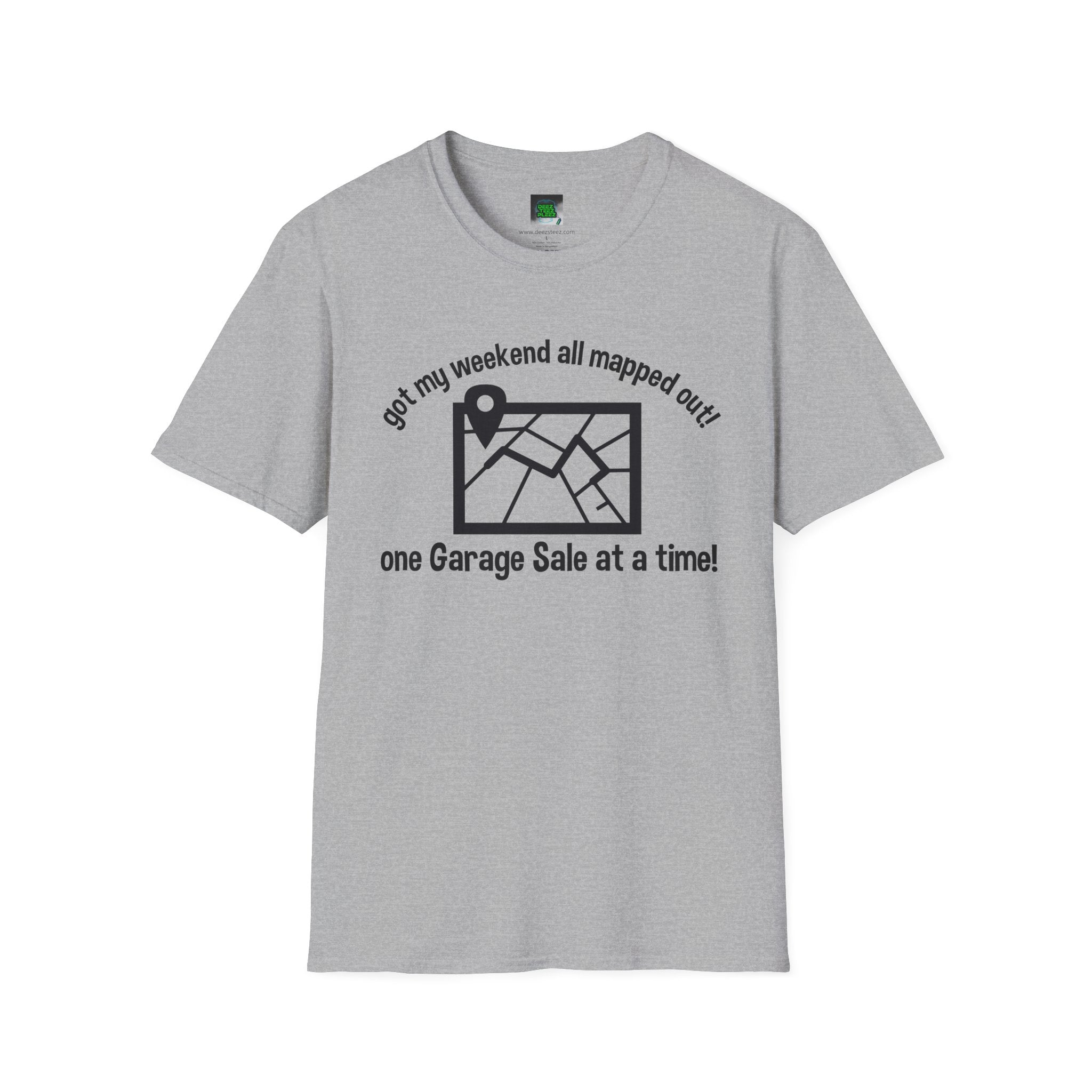 T-Shirt — “Got My Weekend All Mapped Out” Garage Sale Map Tee
