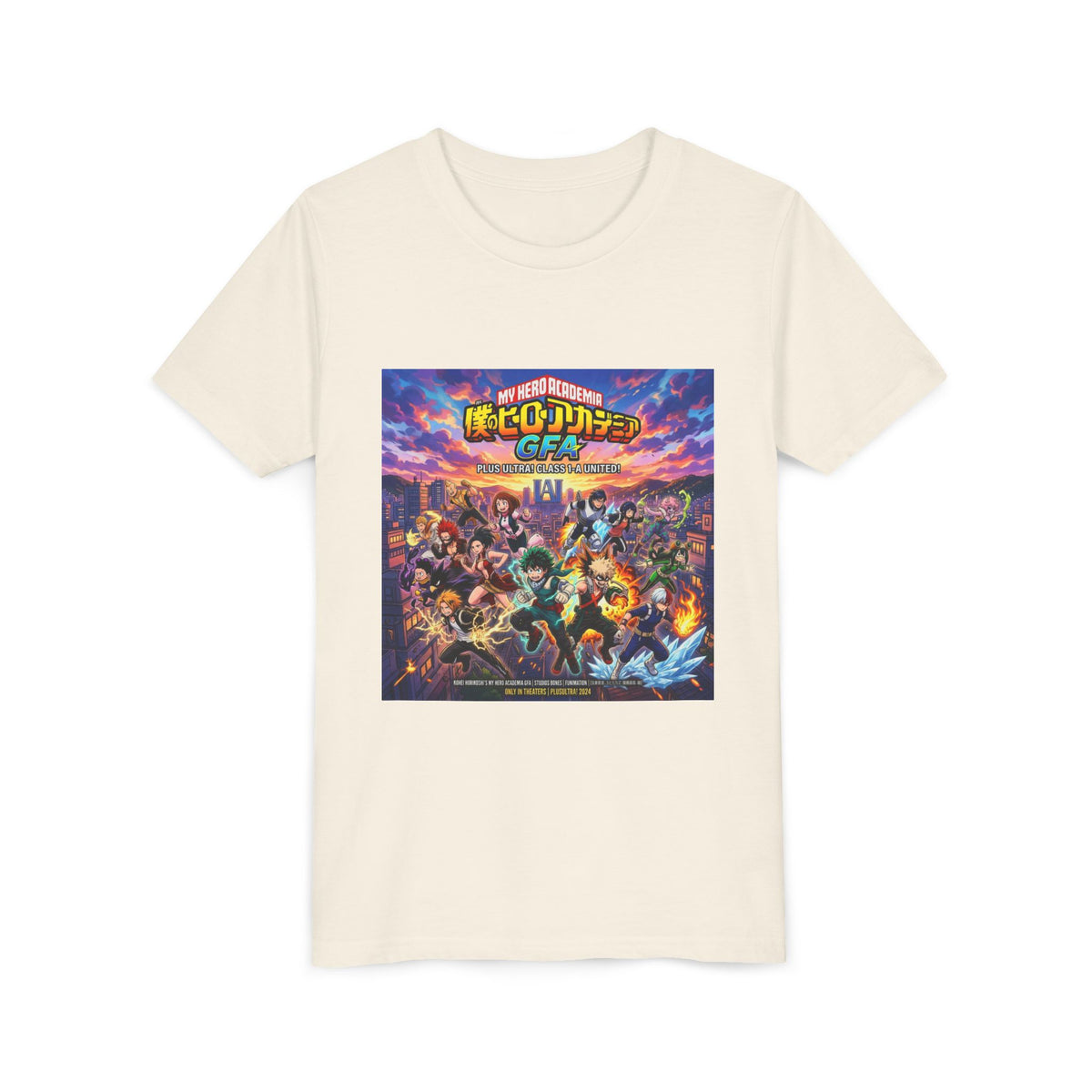 All Might & Class 1-A Youth Tee — Colorful Anime Poster Design