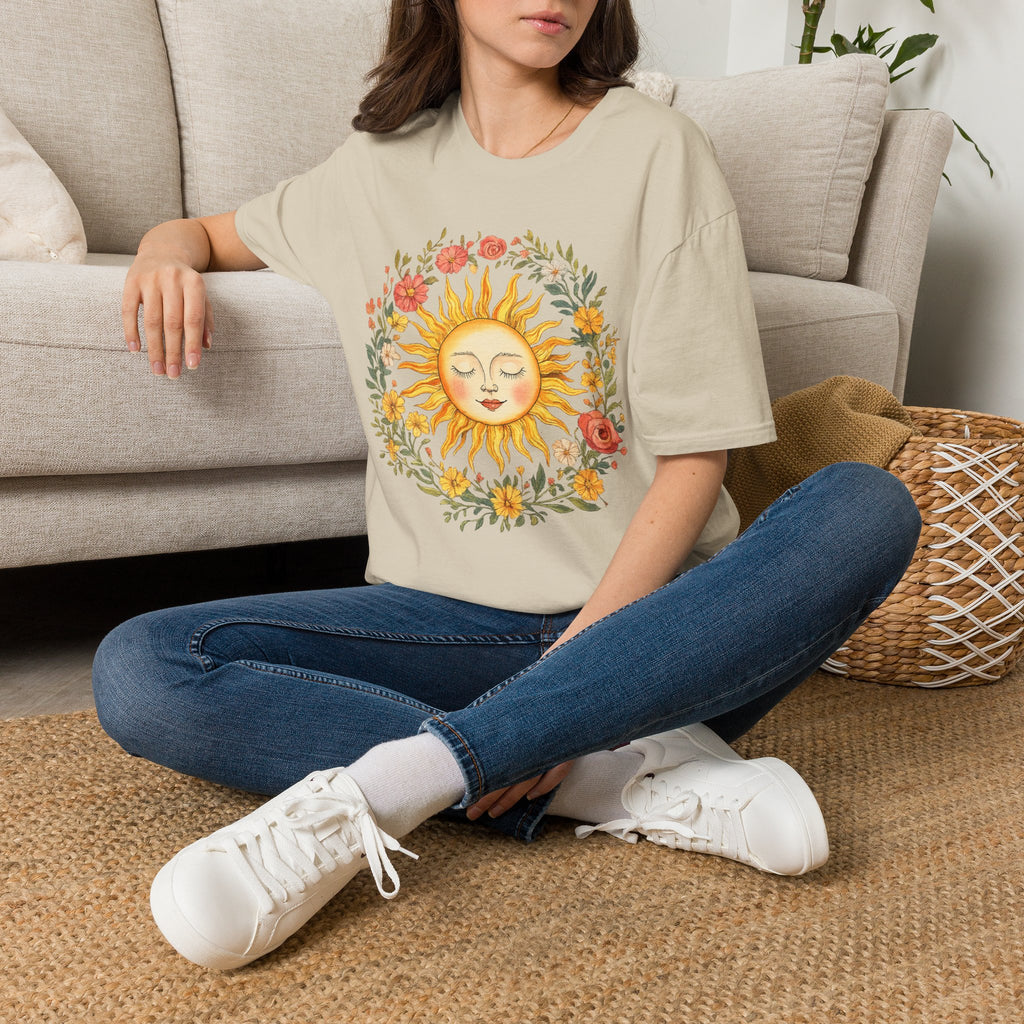 Sunflower Sun Tee — Floral Boho Sunface T-Shirt