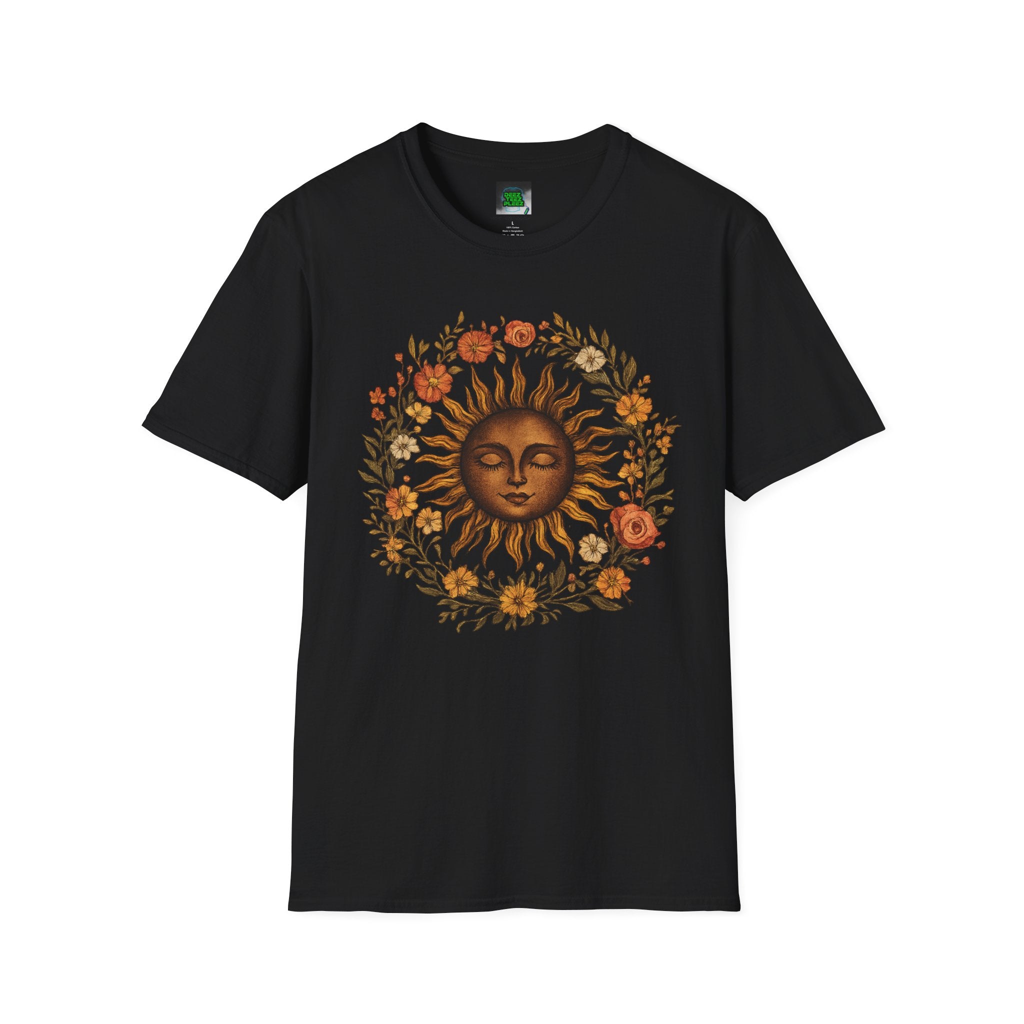 Sunflower Sun T-Shirt — Vintage Boho Sun Face Floral Tee