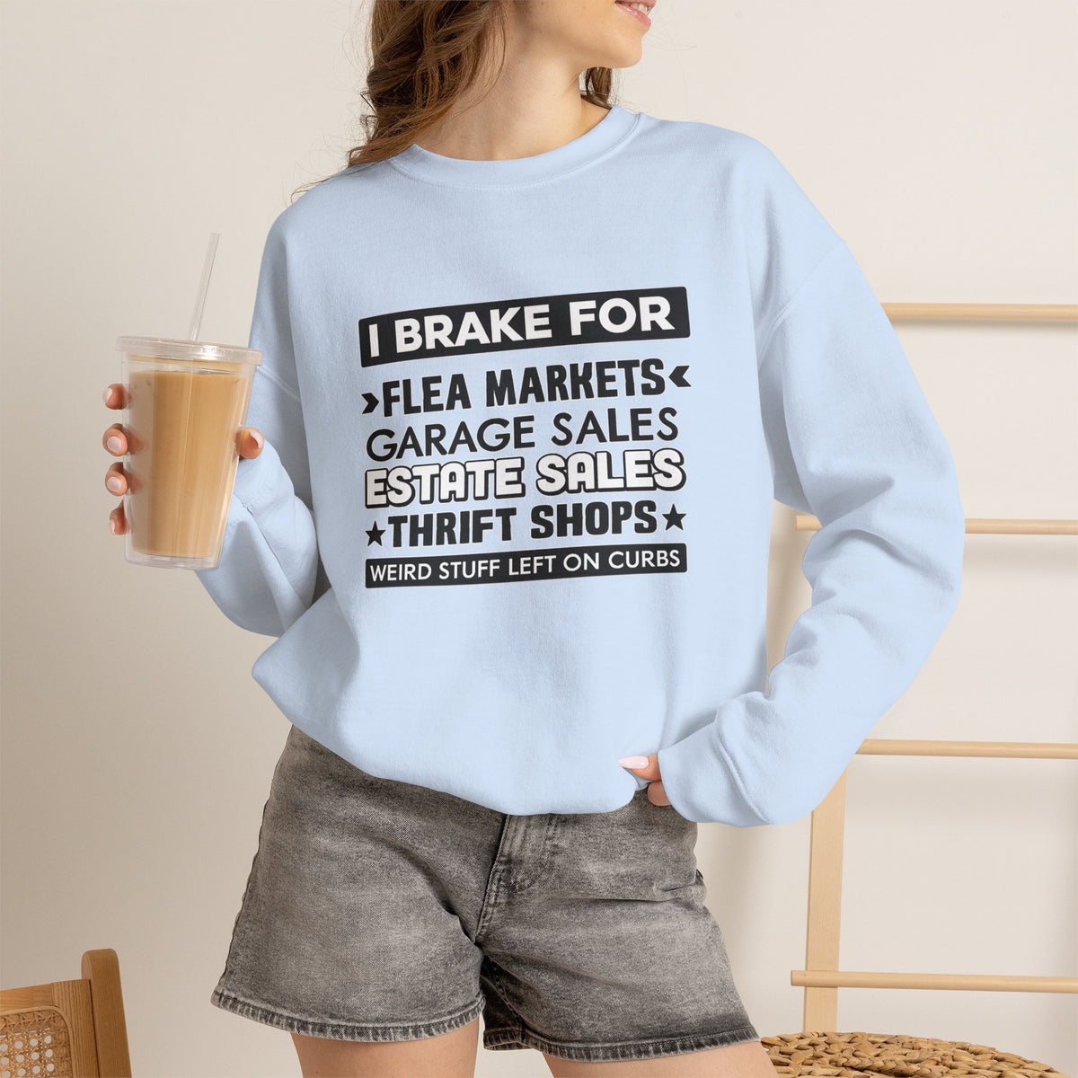 I Brake For Flea Markets Crewneck Sweatshirt