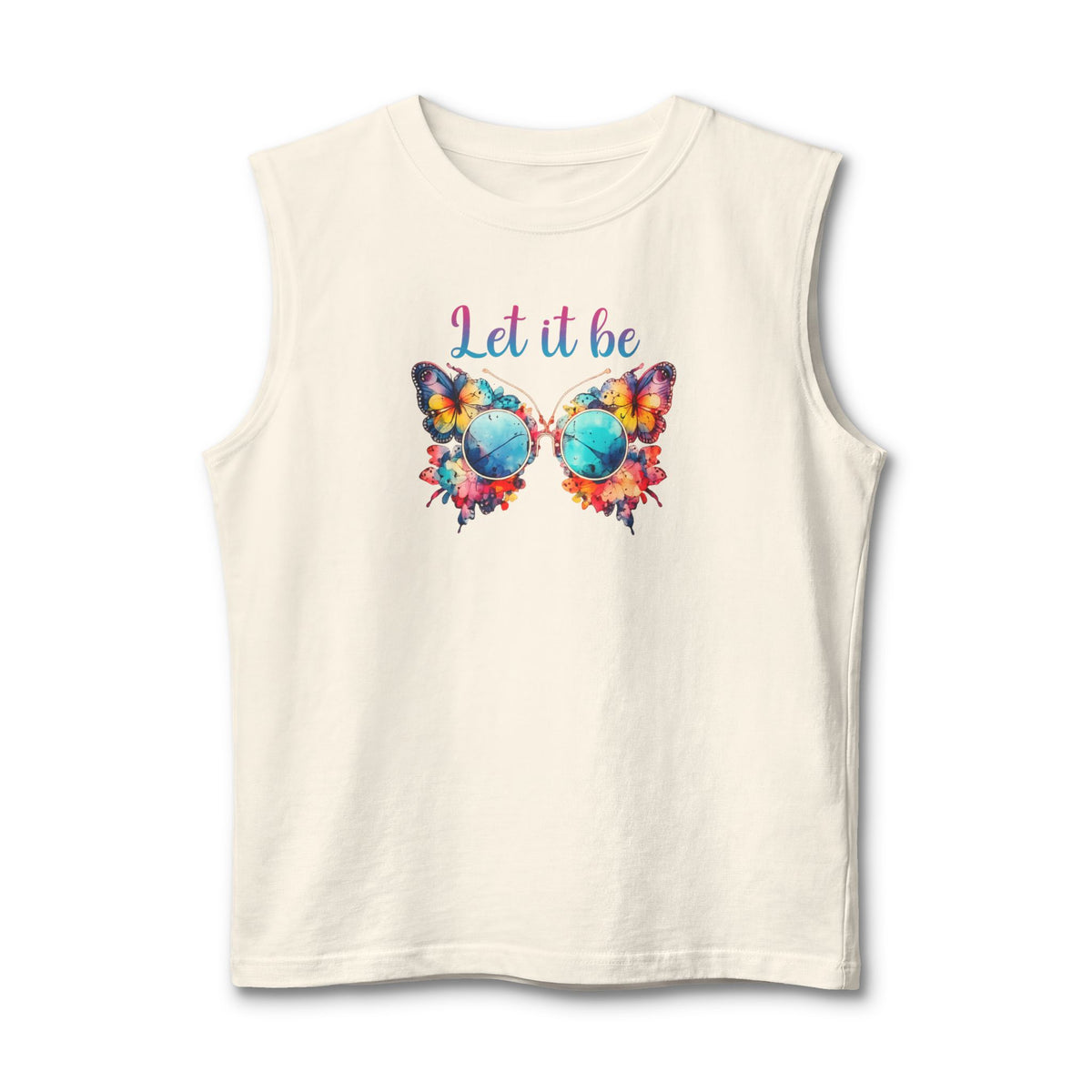 Muscle Tank — "Let It Be" Butterfly Peace Graphic