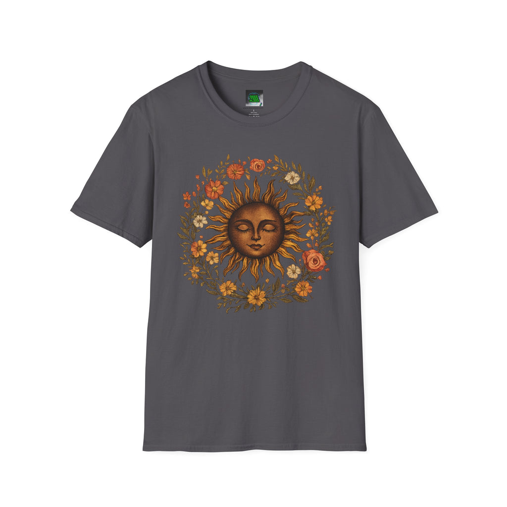 Sunflower Sun T-Shirt — Vintage Boho Sun Face Floral Tee