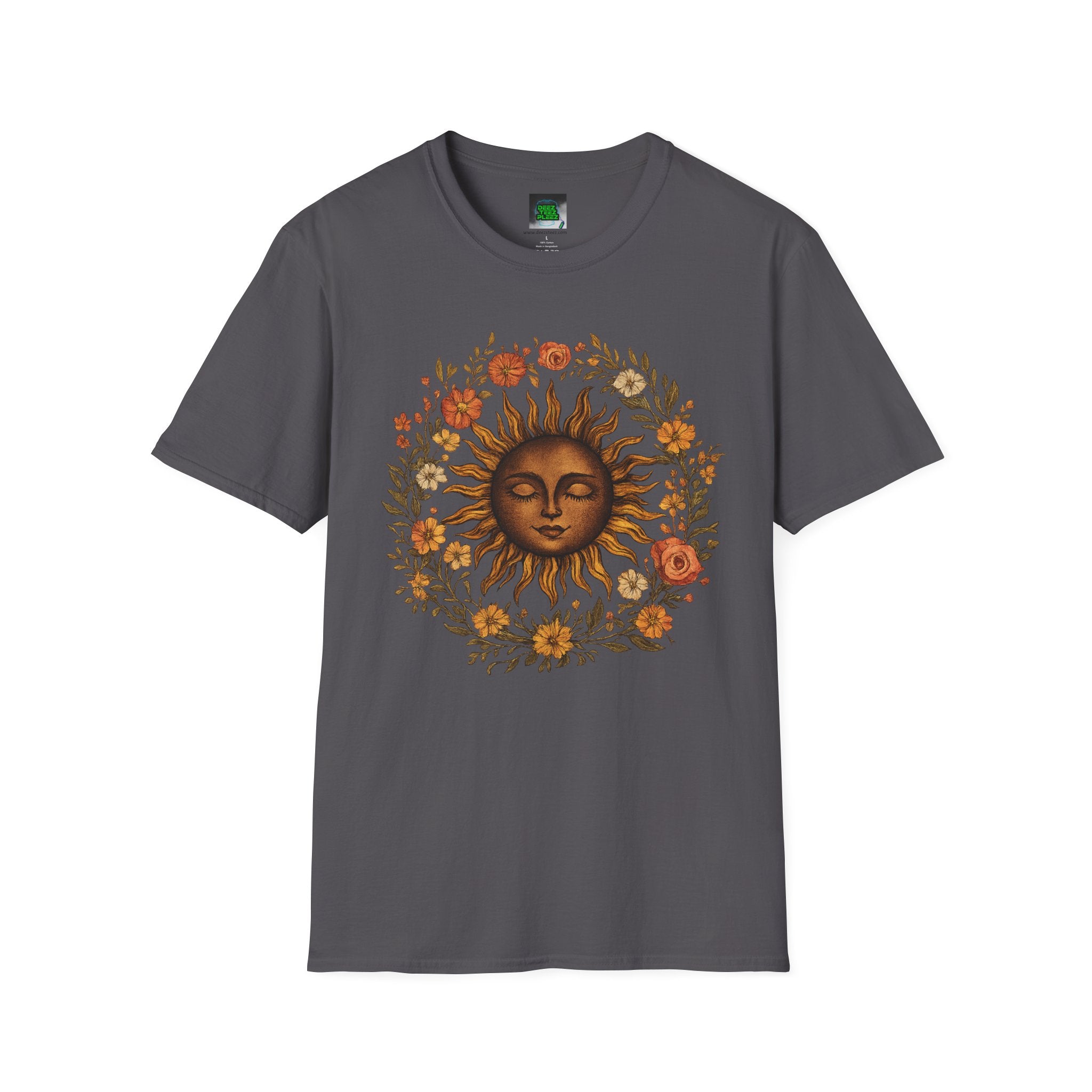 Sunflower Sun T-Shirt — Vintage Boho Sun Face Floral Tee