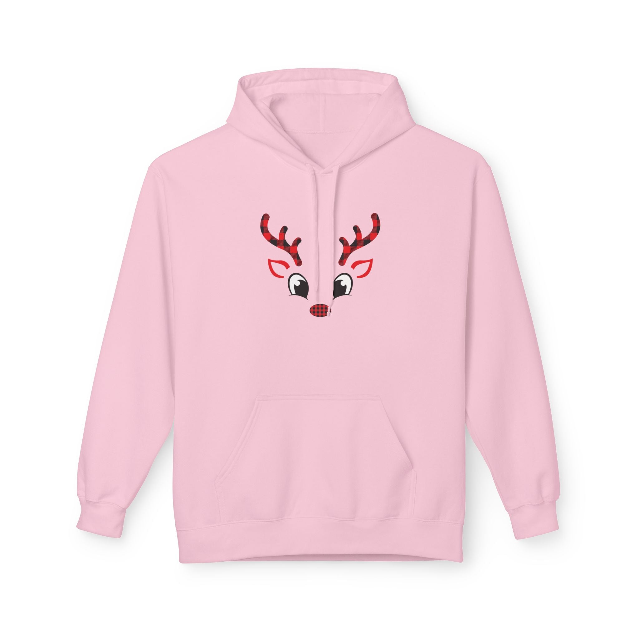 Christmas Reindeer Face Hoodie — Festive Holiday Sweatshirt
