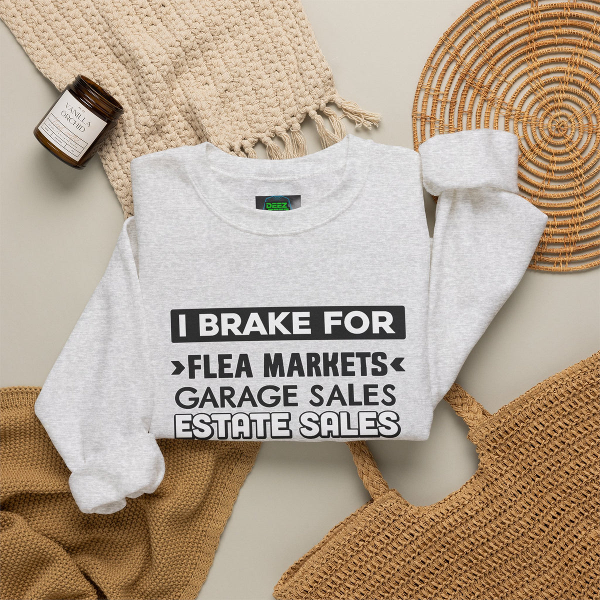 I Brake For Flea Markets Crewneck Sweatshirt