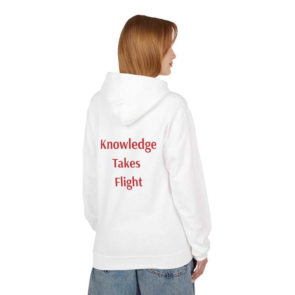 Cosmic Flight Hoodie — "Knowledge Takes Flight" Graphic Pullover