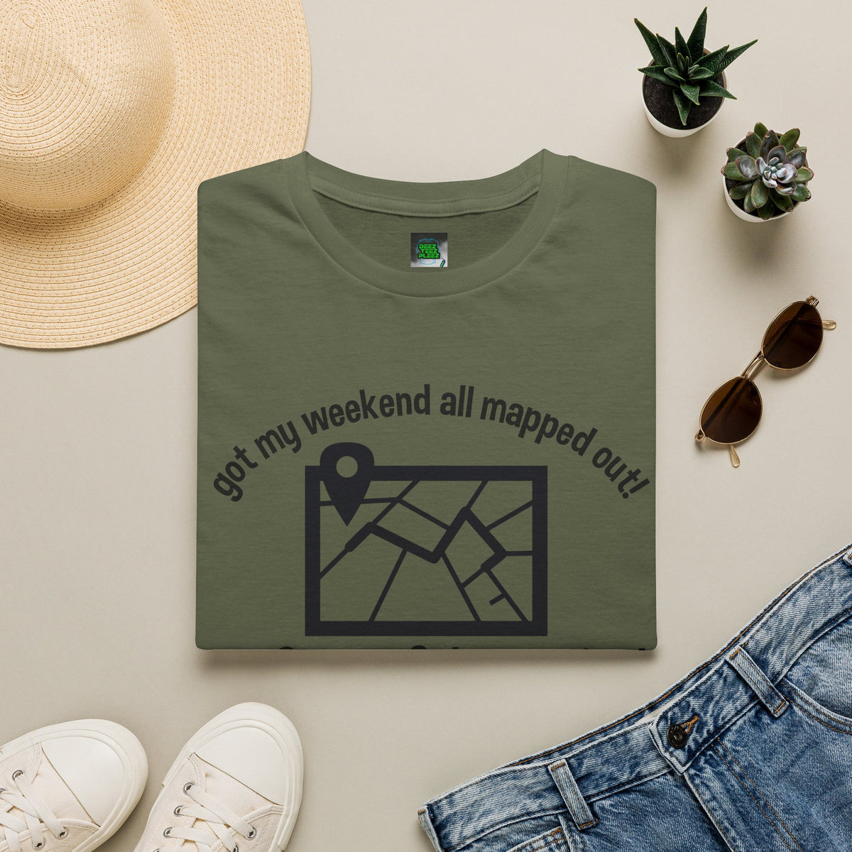 T-Shirt — “Got My Weekend All Mapped Out” Garage Sale Map Tee