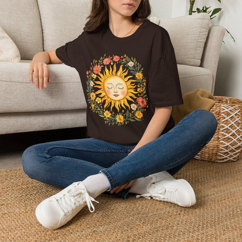 Sunflower Sun Tee — Floral Boho Sunface T-Shirt