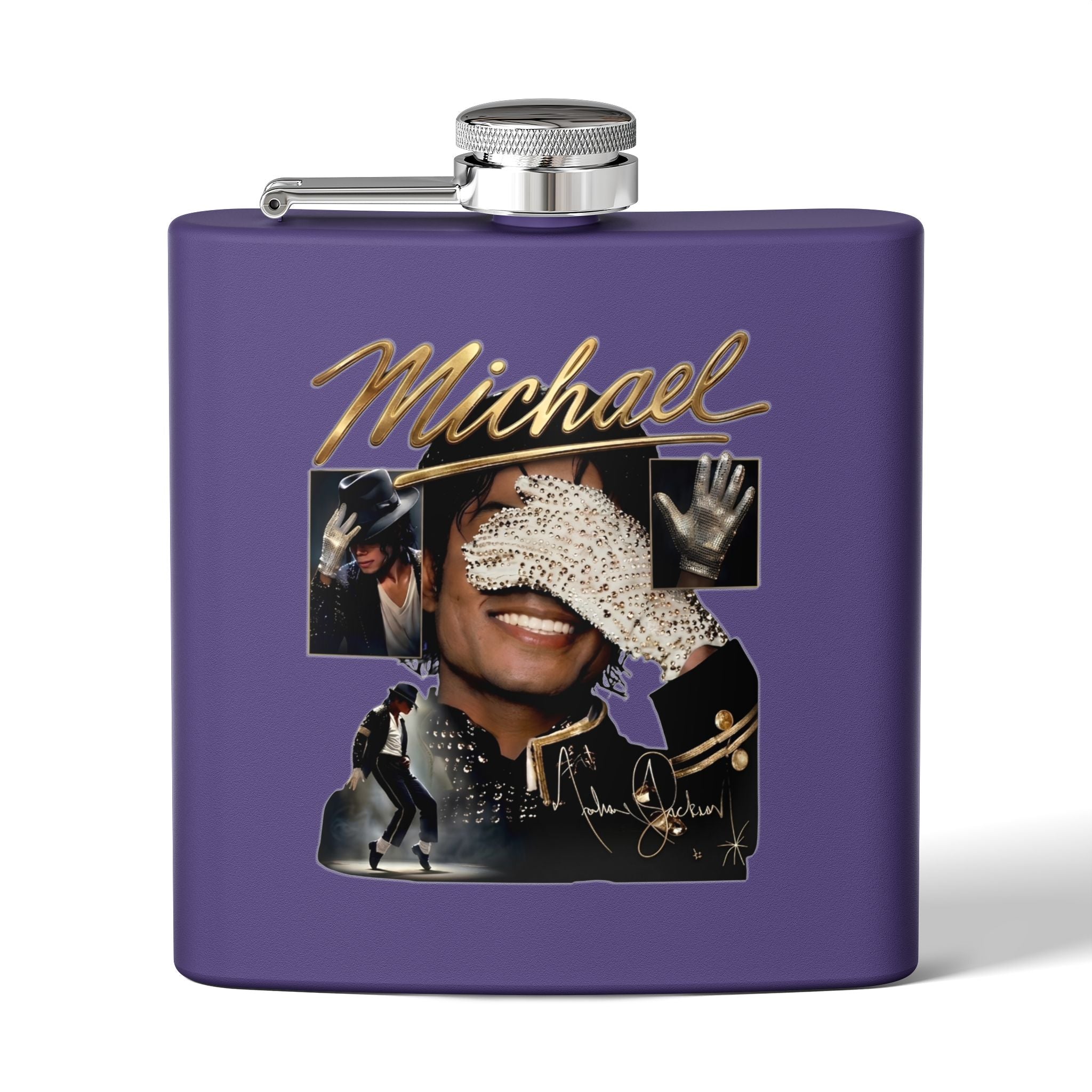 6 oz Stainless Steel Flask — "Michael Jackson" Montage Design