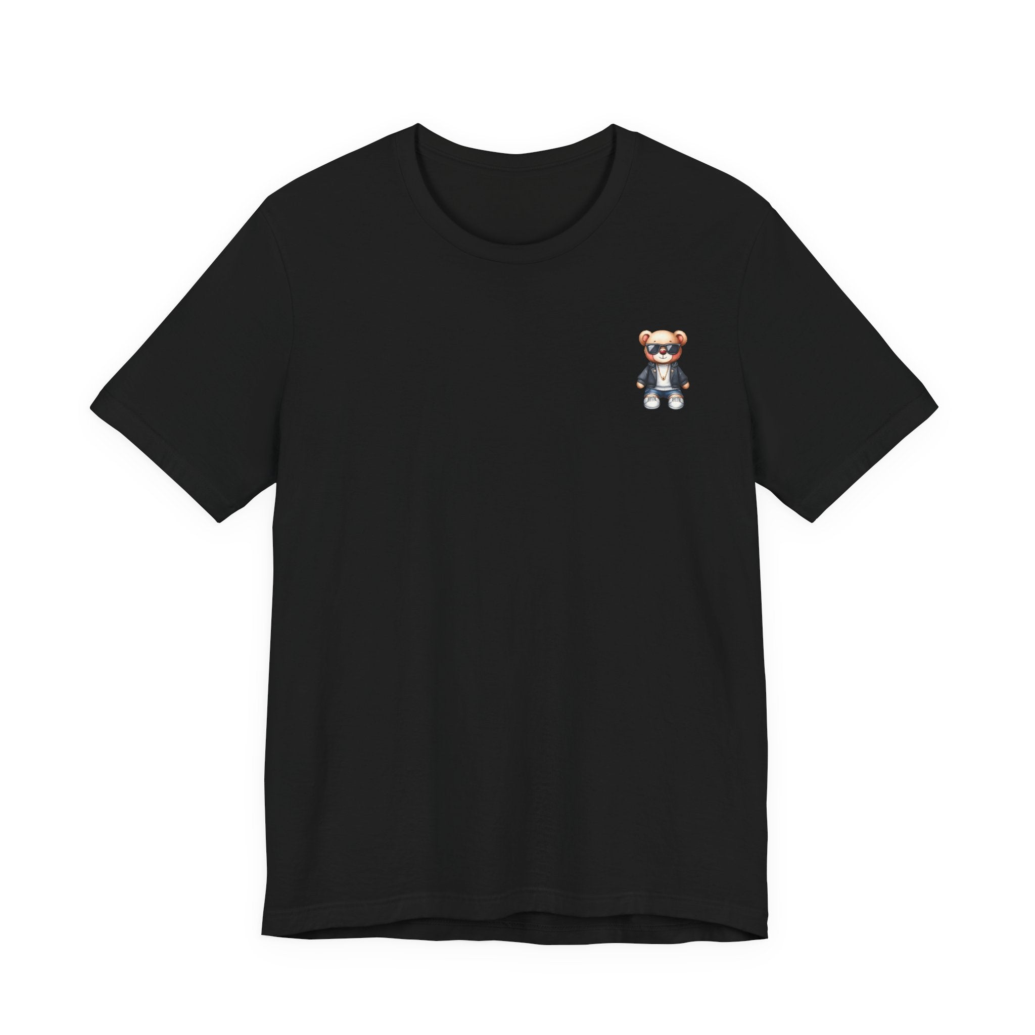 Cute Bear Graphic Tee — Small Chest Print Cotton T-Shirt