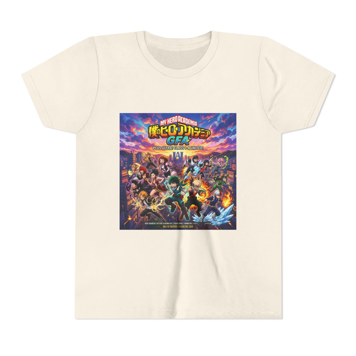 All Might & Class 1-A Youth Tee — Colorful Anime Poster Design