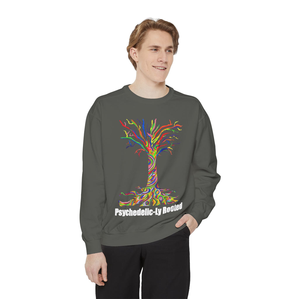 Psychedelic Tree Sweatshirt — "Psychedelic-ly Rooted" Colorful Graphic Crewneck