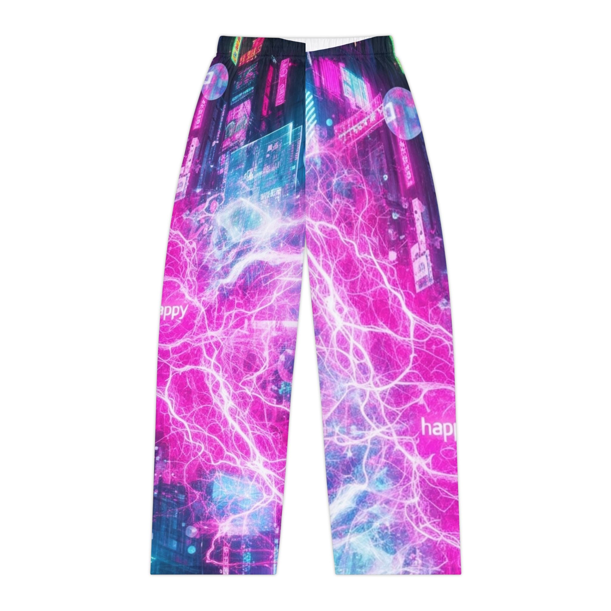 Neon City Women's Pajama Pants — Retro Vaporwave All-Over Print Lounge Bottoms