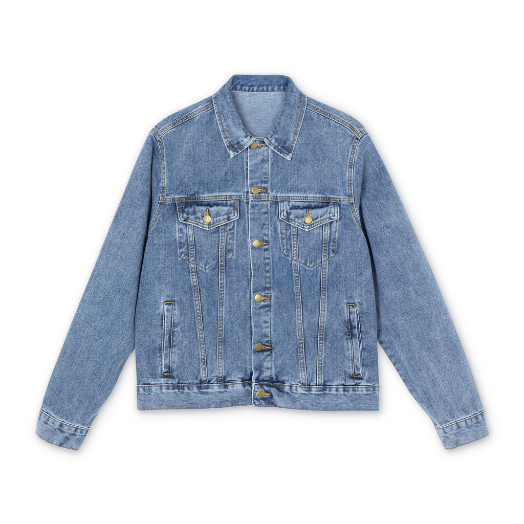Peace, Love & Good Vibes Men's Denim Jacket — 70s Retro Festival Trucker