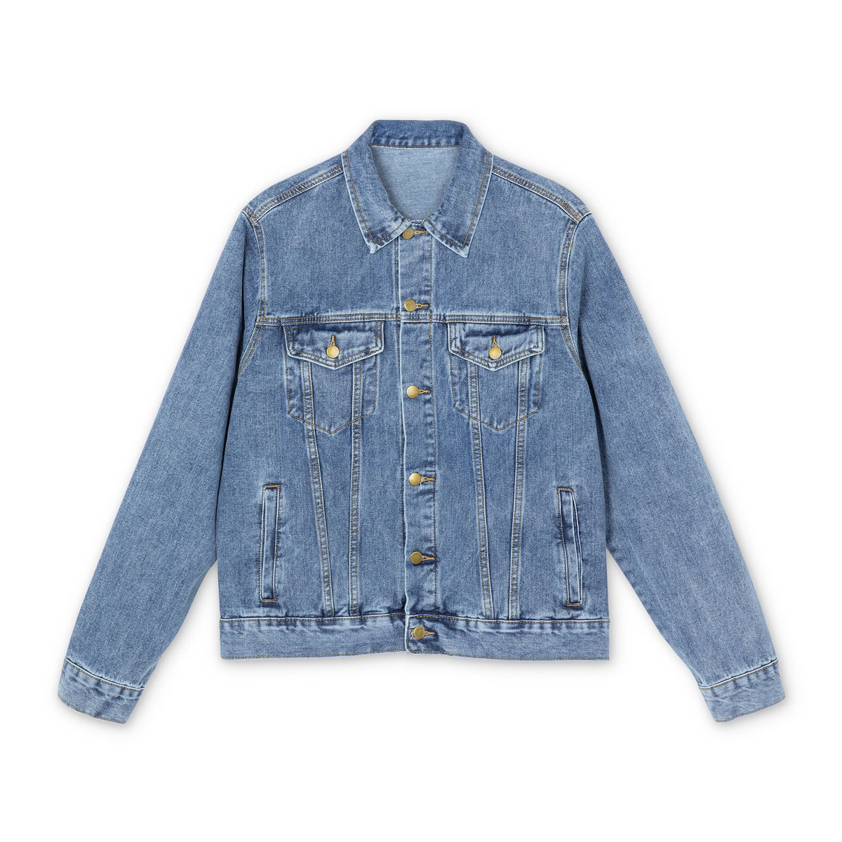 Peace, Love & Good Vibes Men's Denim Jacket — 70s Retro Festival Trucker