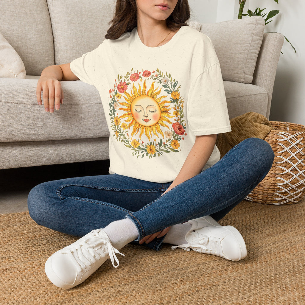 Sunflower Sun Tee — Floral Boho Sunface T-Shirt