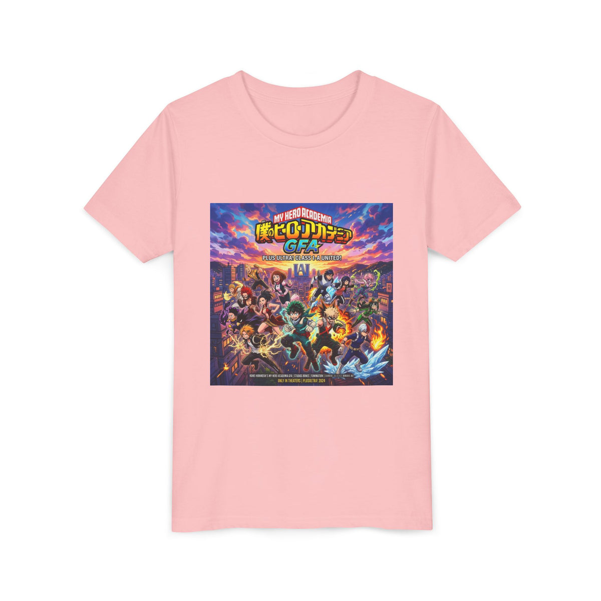 All Might & Class 1-A Youth Tee — Colorful Anime Poster Design