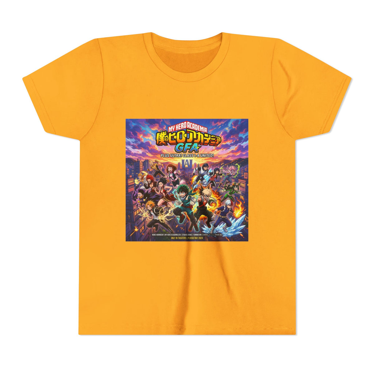 All Might & Class 1-A Youth Tee — Colorful Anime Poster Design