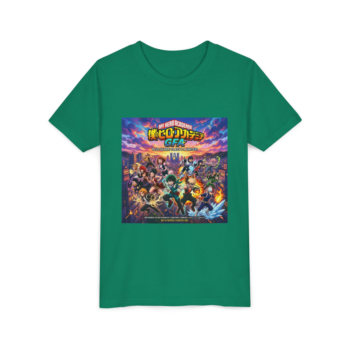 All Might & Class 1-A Youth Tee — Colorful Anime Poster Design
