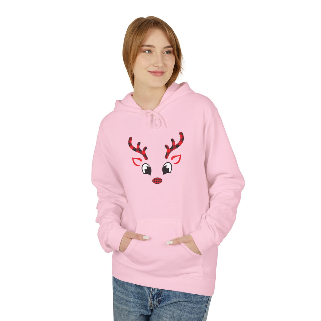 Christmas Reindeer Face Hoodie — Festive Holiday Sweatshirt