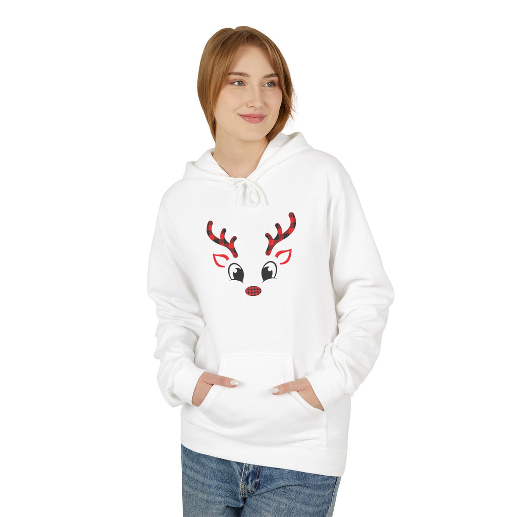 Christmas Reindeer Face Hoodie — Festive Holiday Sweatshirt