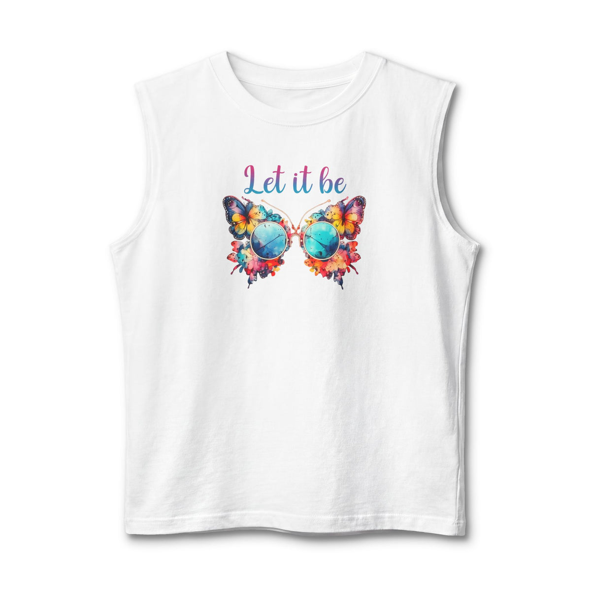 Muscle Tank — "Let It Be" Butterfly Peace Graphic