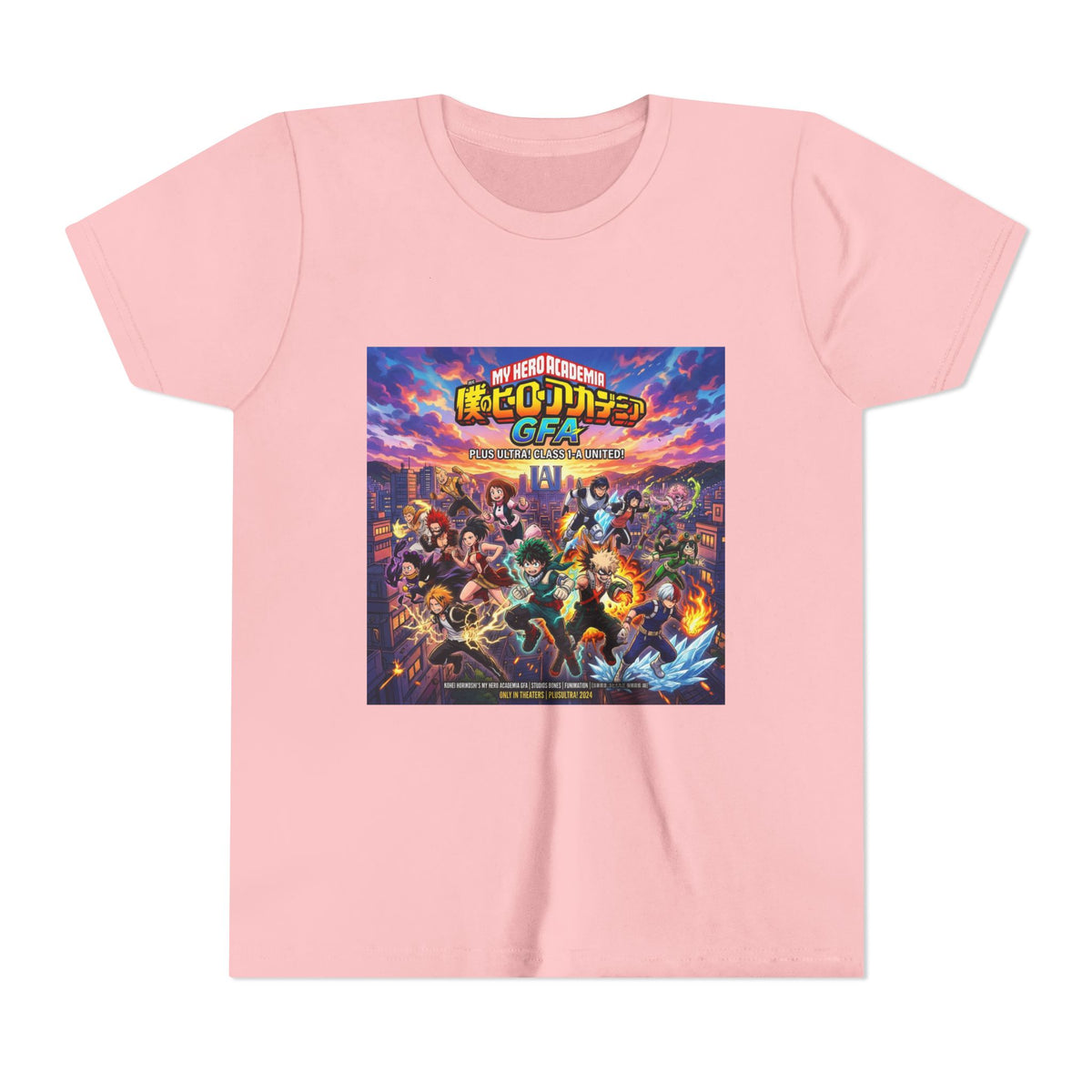 All Might & Class 1-A Youth Tee — Colorful Anime Poster Design